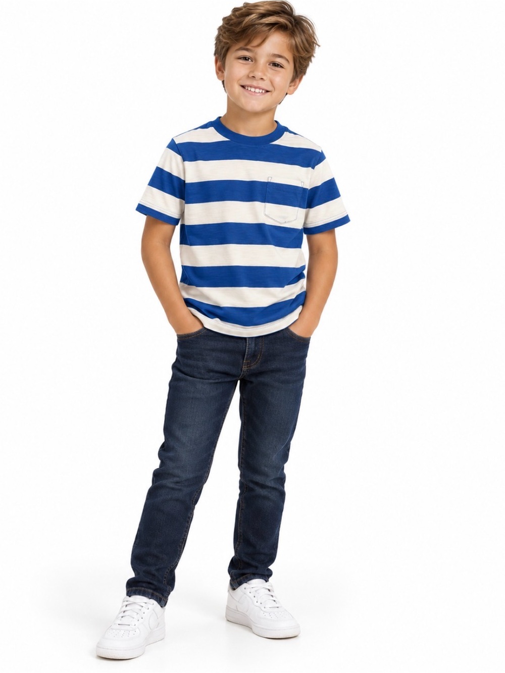 GAP Blue and White Striped Pocket Tee - Short Sleeve